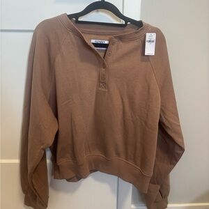 Old Navy SoComfy Oversized Button-Front Sweatshirt Tan